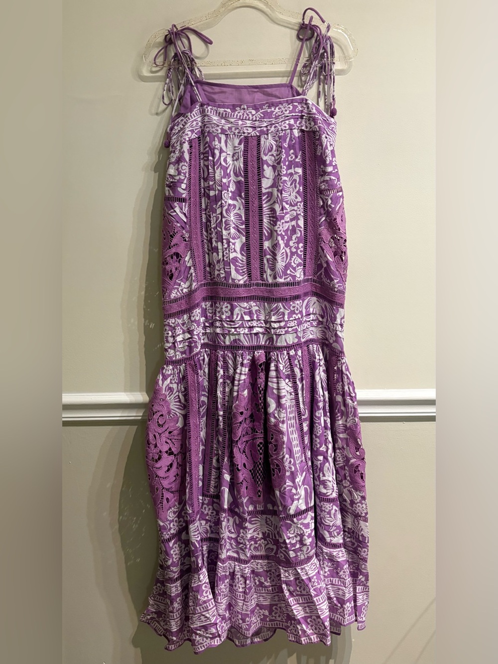 FARM Rio Sweet Garden Sleeveless Cotton Maxi Dress Sweet Garden Lilac XS - Picture 7 of 15